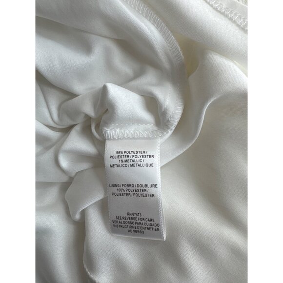 Gabby Skye Women's 3/4 Sleeve Satin Stripe Lurex Chiffon Midi Dress size 12 - Picture 5 of 7